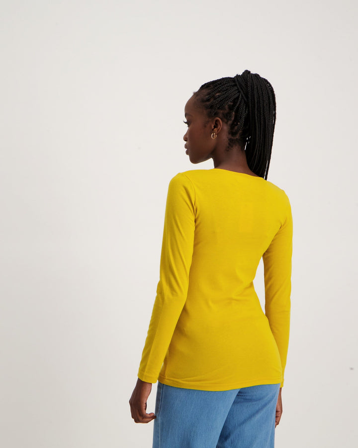 Ladies-Long Sleeve Core T-Shirt - Mustard