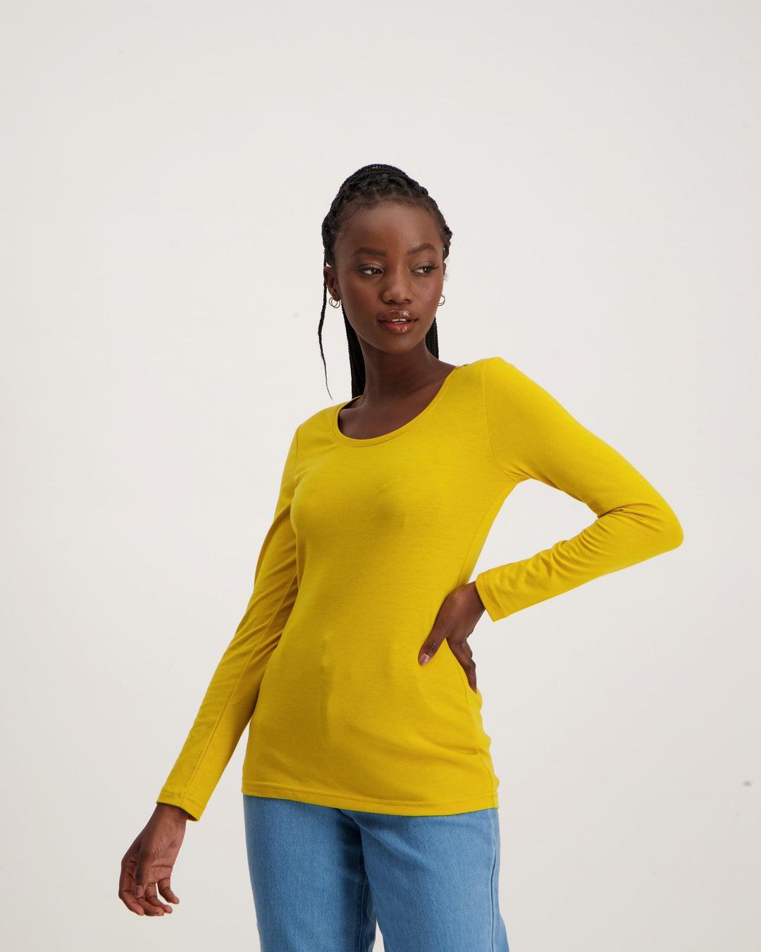 Ladies-Long Sleeve Core T-Shirt - Mustard