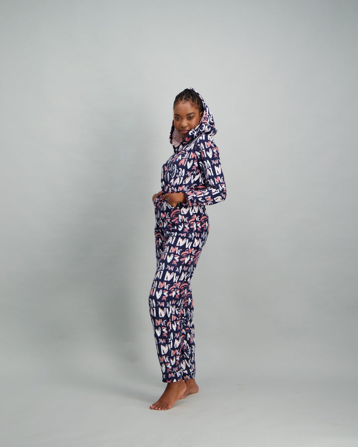 Ladies Conversational Print Onesie - Navy