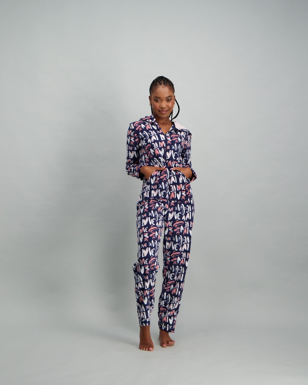 Ladies Conversational Print Onesie - Navy