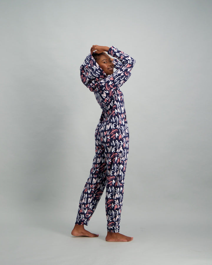 Ladies Conversational Print Onesie - Navy