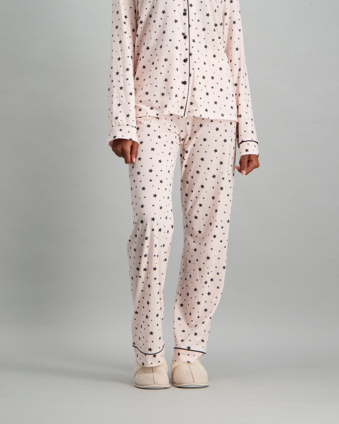 Ladies Heart Pyjama Set - Black & Pink