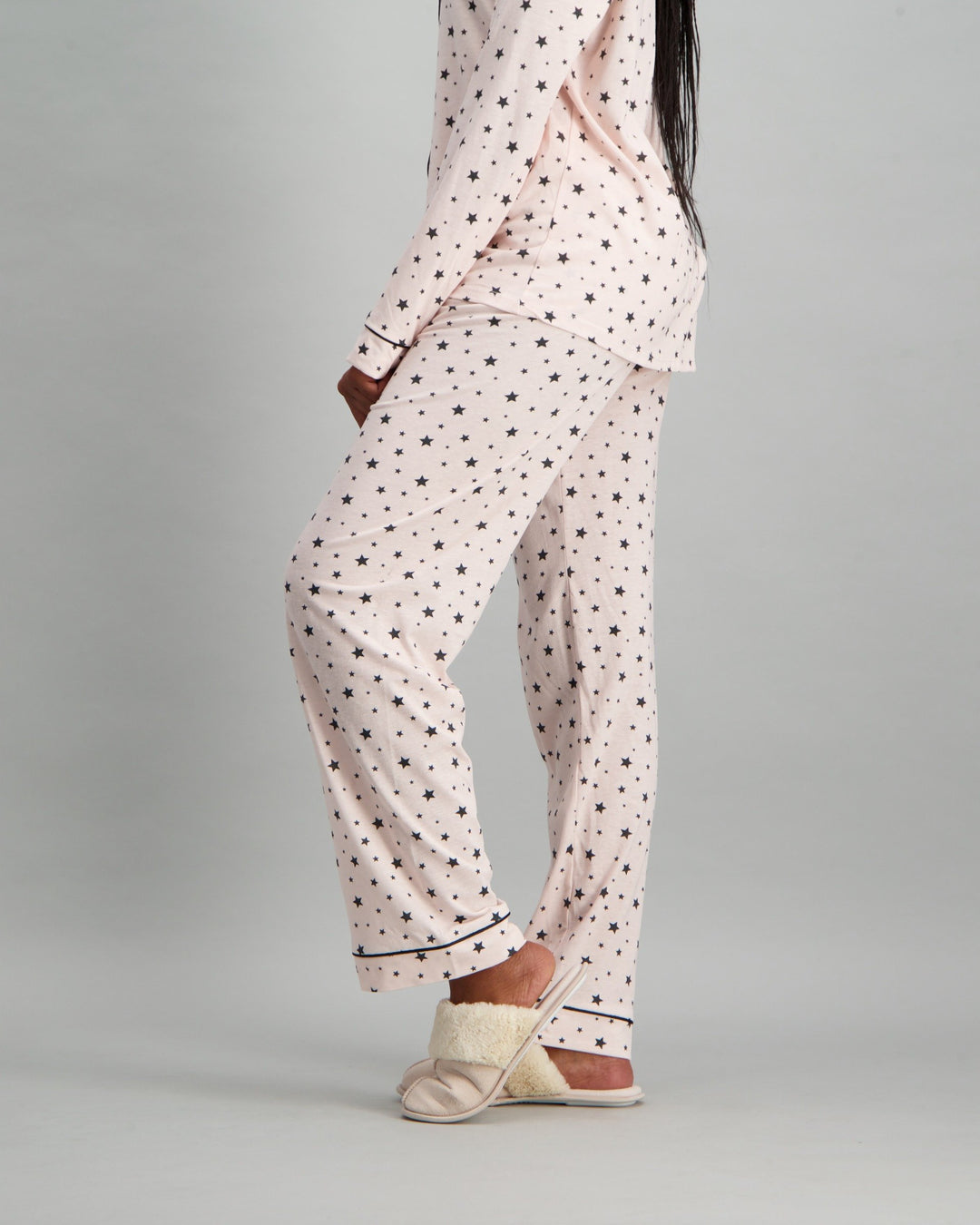 Ladies Heart Pyjama Set - Black & Pink