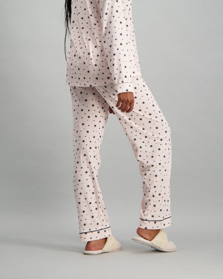 Ladies Heart Pyjama Set - Black & Pink