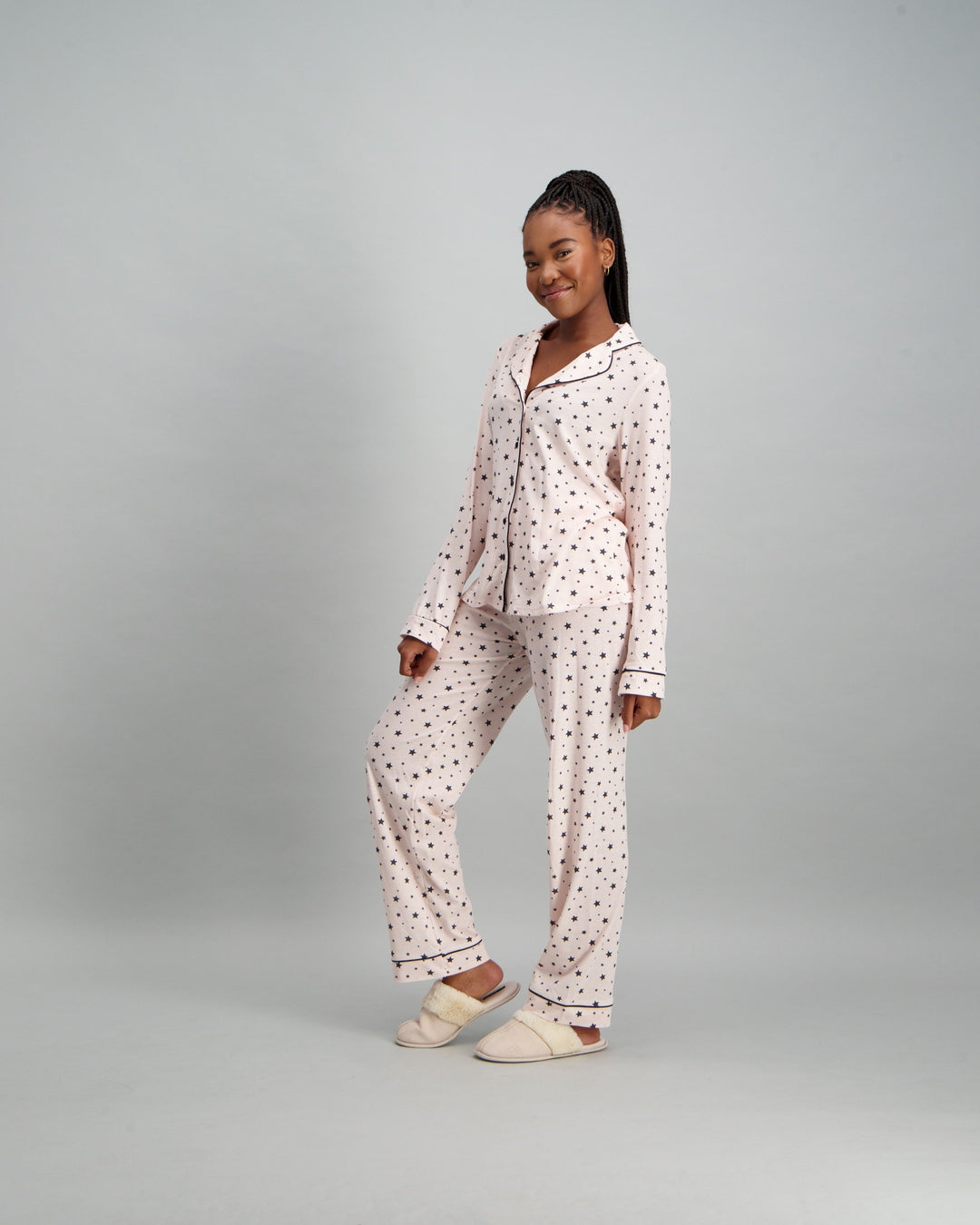 Ladies Heart Pyjama Set - Black & Pink