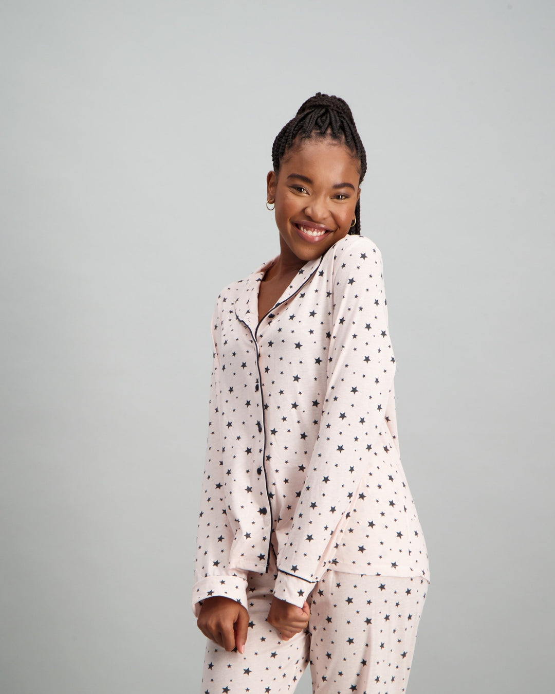 Ladies Heart Pyjama Set - Black & Pink