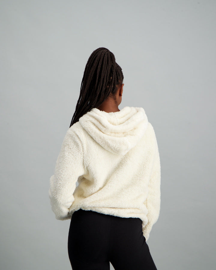 Ladies Teddy Hooded Fleece Top - Cream