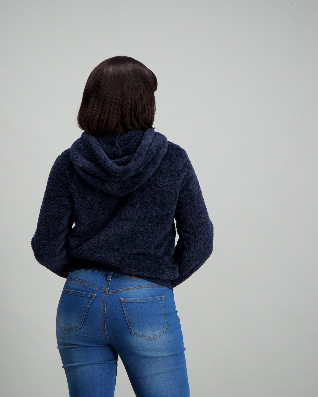 Ladies Teddy Hooded Fleece Top - Navy