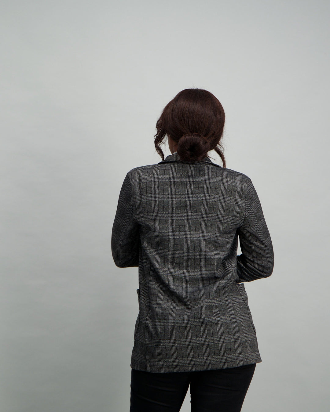 Ladies Check Blazer - Grey