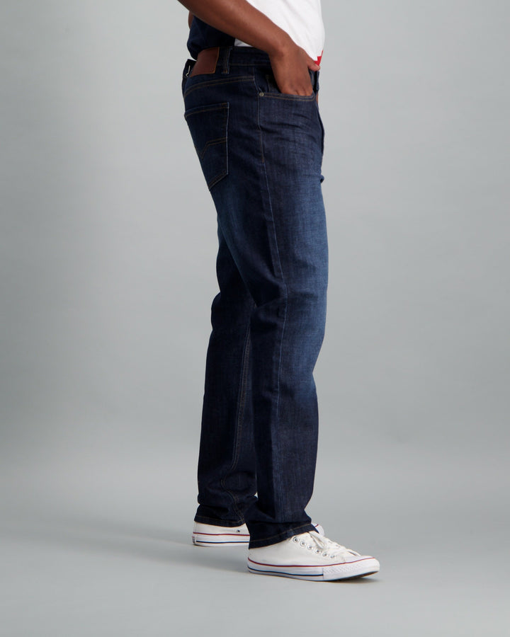 Men's Dark Blue Straight Stretch Denim Jean