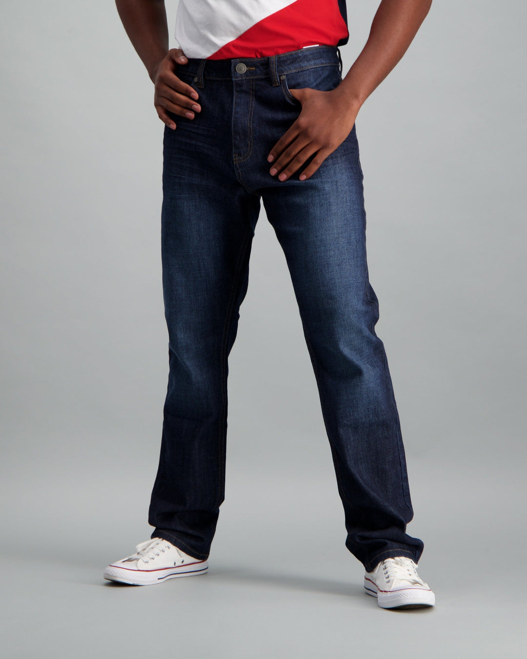 Men's Dark Blue Straight Stretch Denim Jean