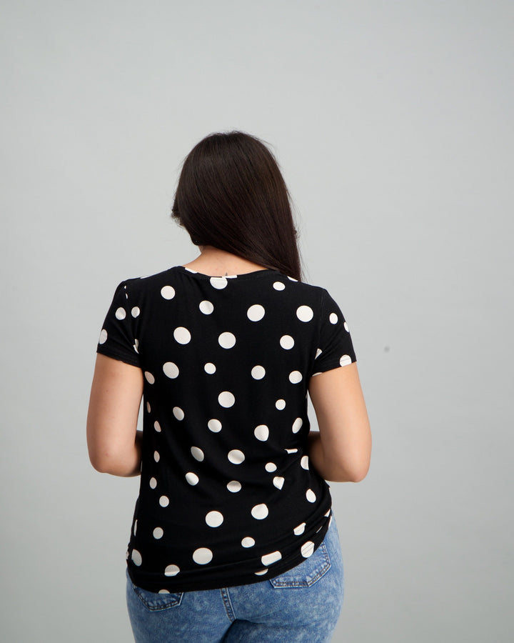 Ladies Polka Dot T-Shirt - Black/White