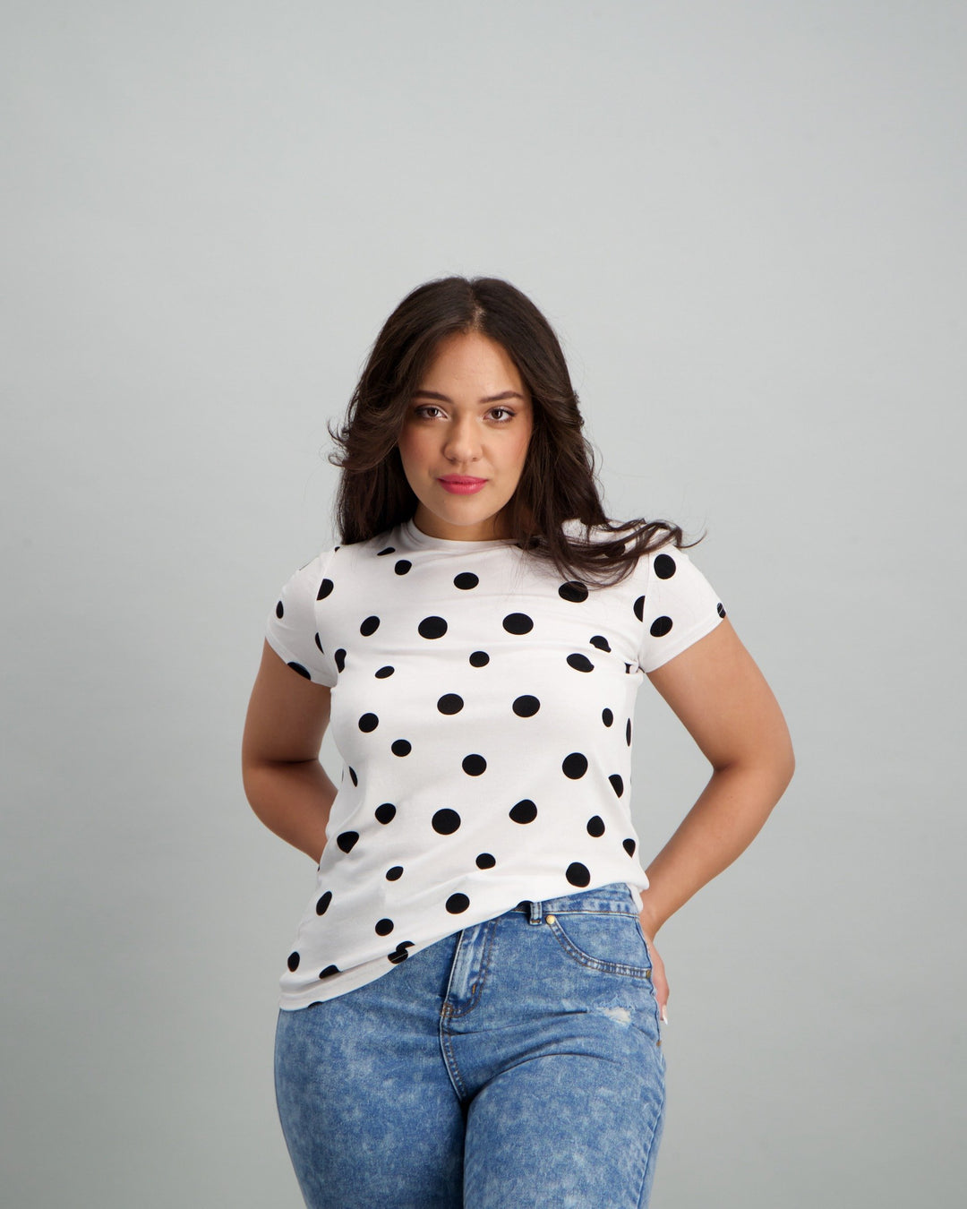 Ladies Polka Dot T-Shirt - Cream