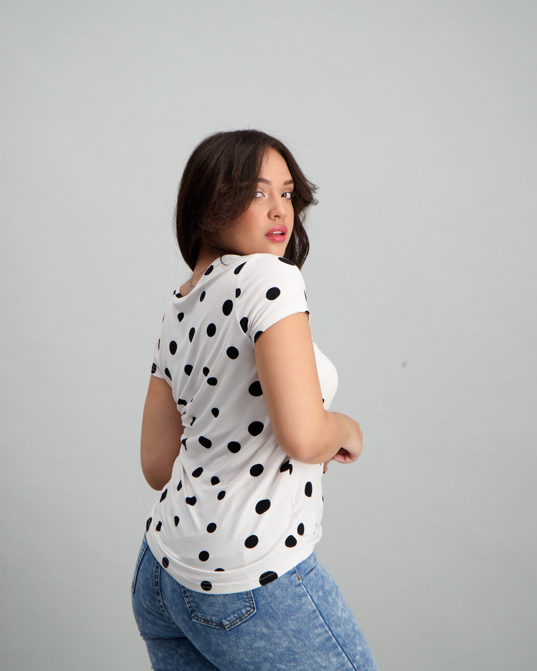 Ladies Polka Dot T-Shirt - Cream