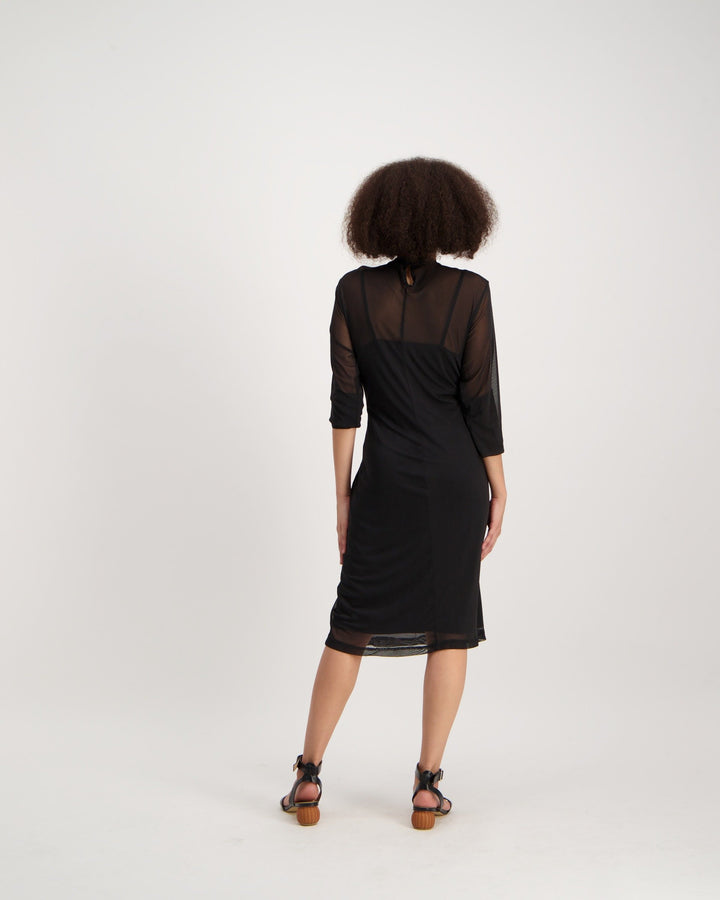 Ladies-Plain Mesh Bodycon Dress