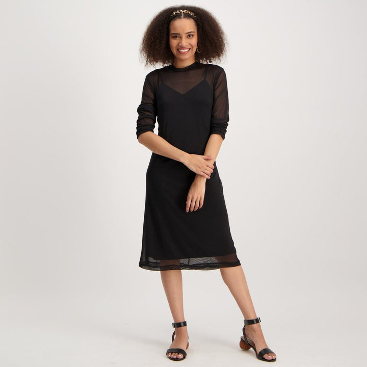 Ladies-Plain Mesh Bodycon Dress