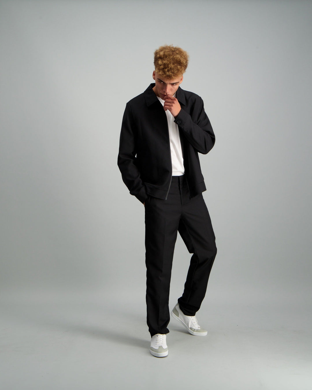 Men's Blousson Suit Jacket - Black