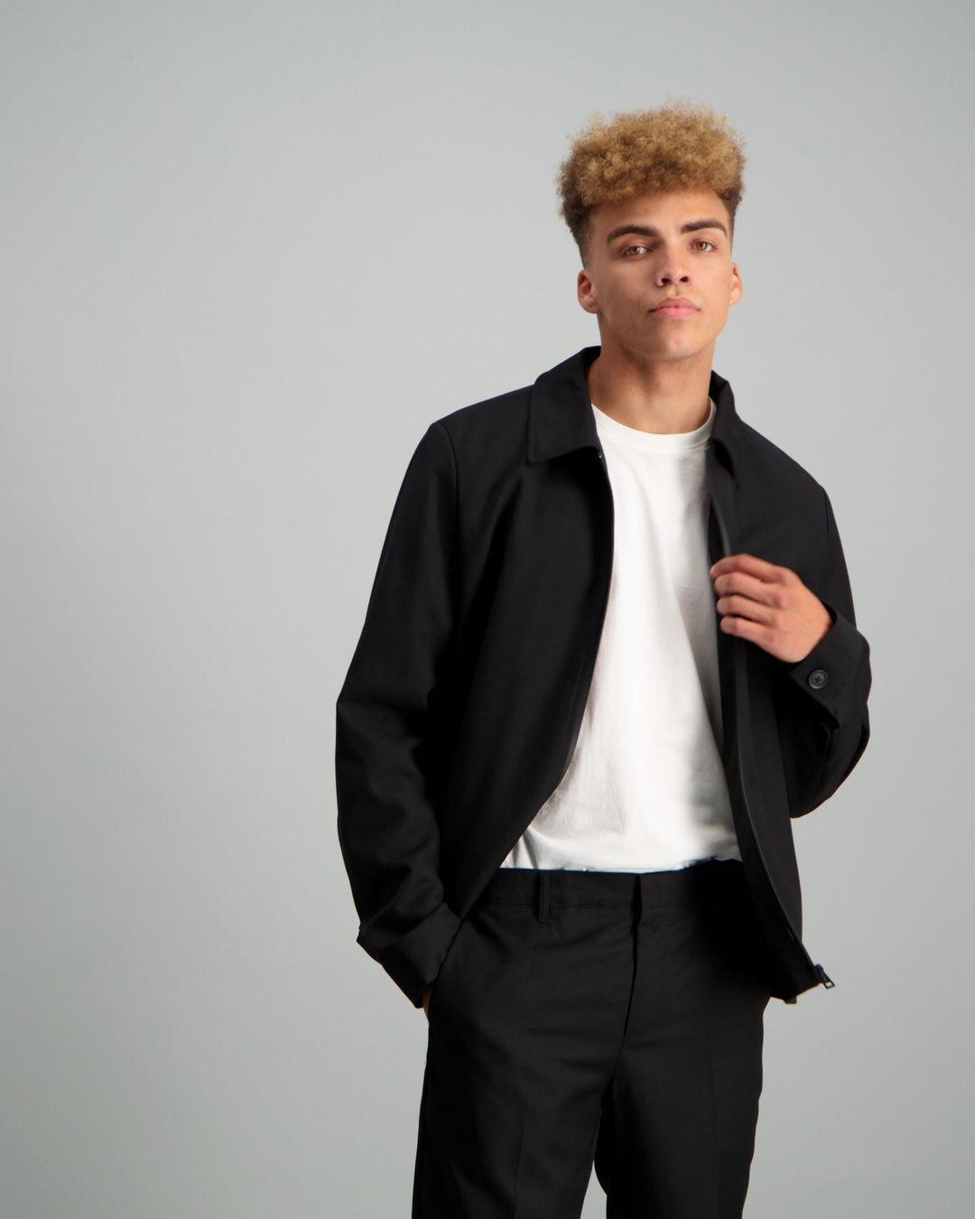 Men's Blousson Suit Jacket - Black