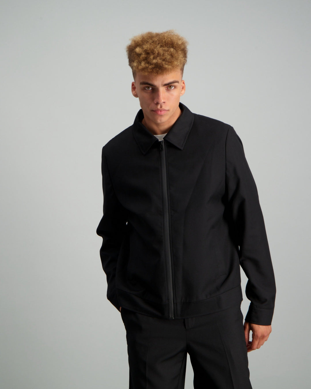 Men's Blousson Suit Jacket - Black