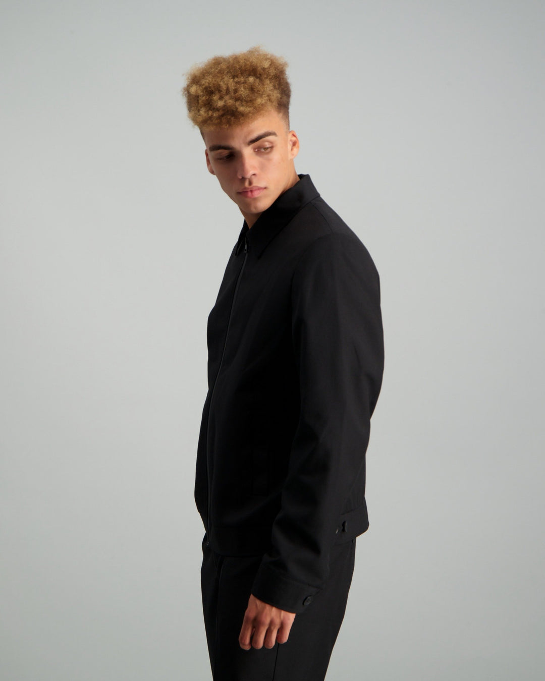 Men's Blousson Suit Jacket - Black