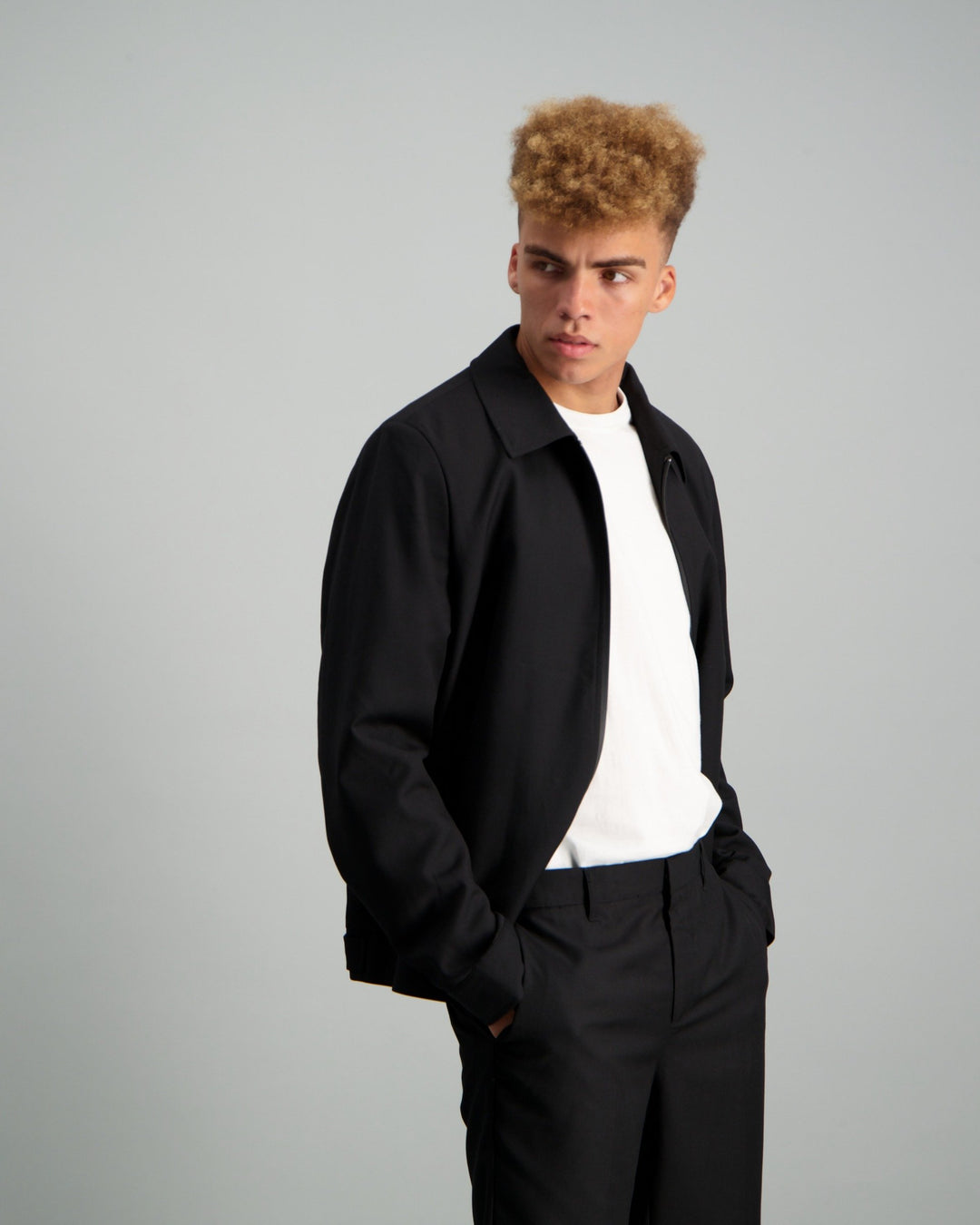 Men's Blousson Suit Jacket - Black