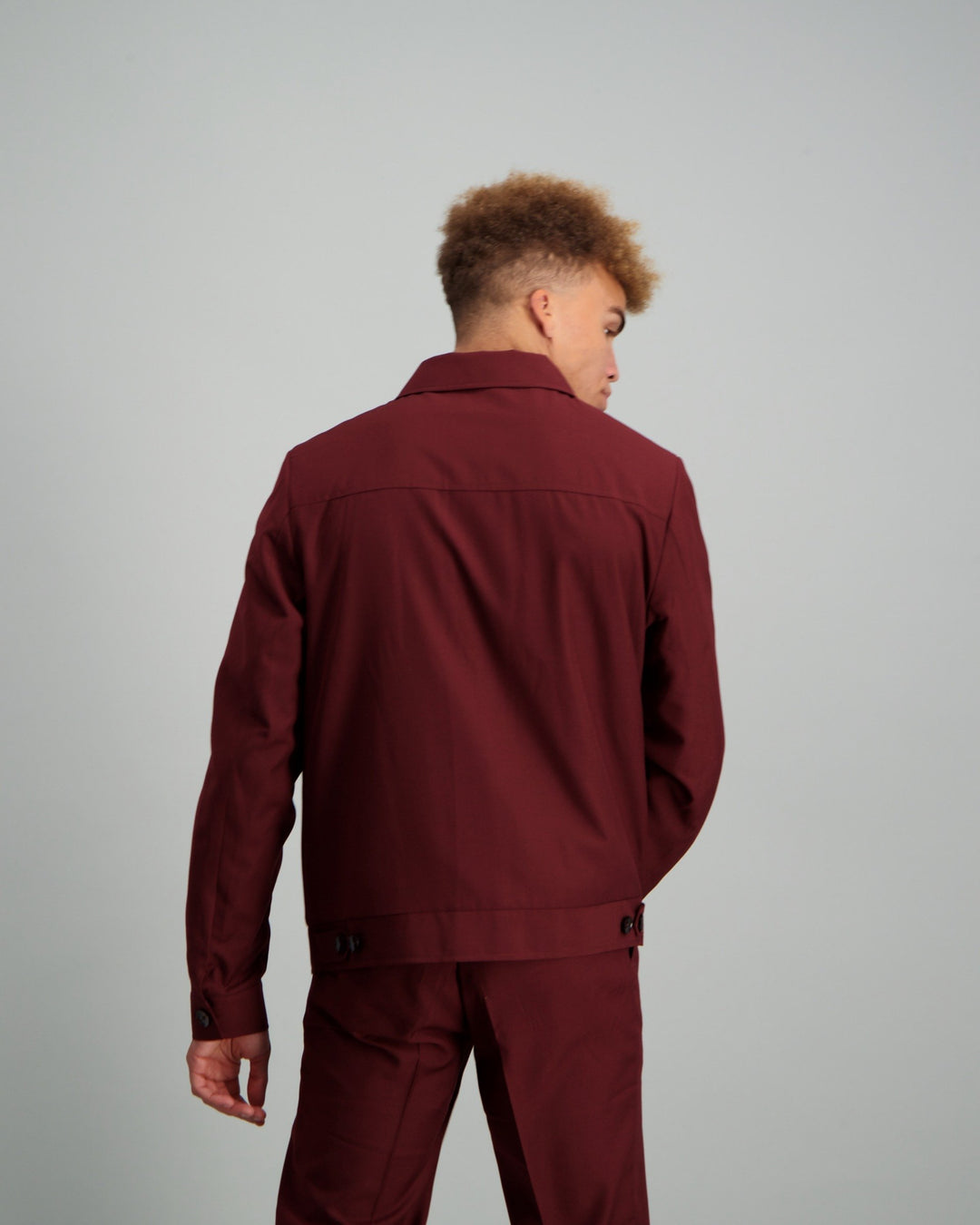 Men's Blousson Suit Jacket - Burgundy