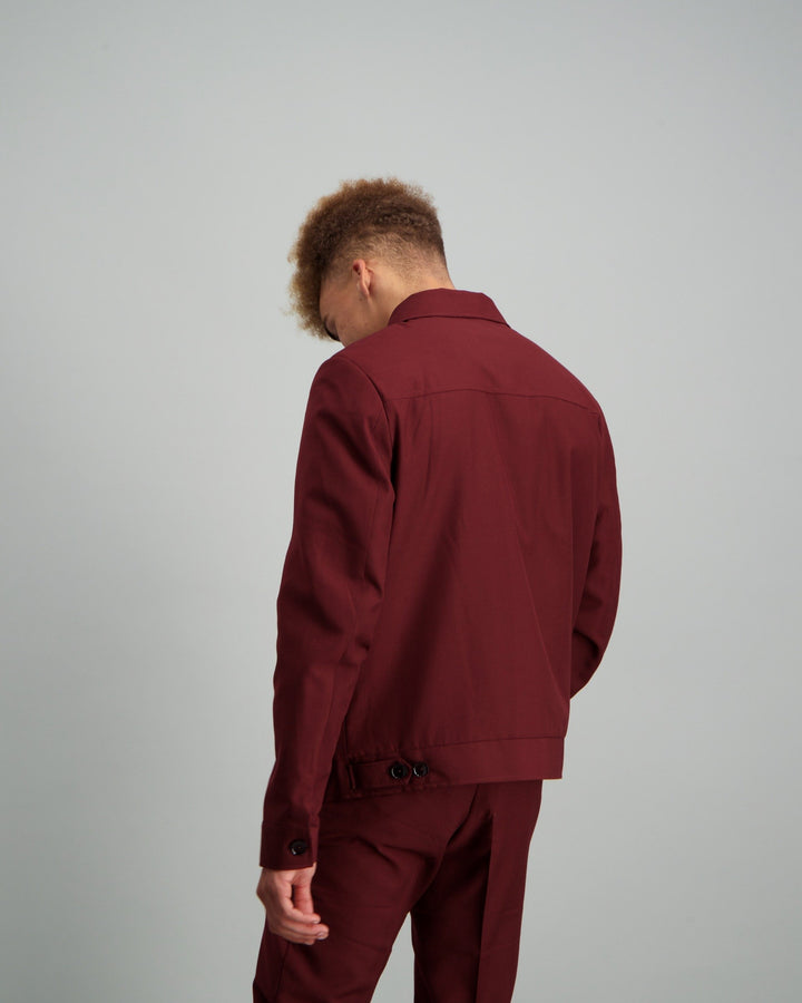 Men's Blousson Suit Jacket - Burgundy