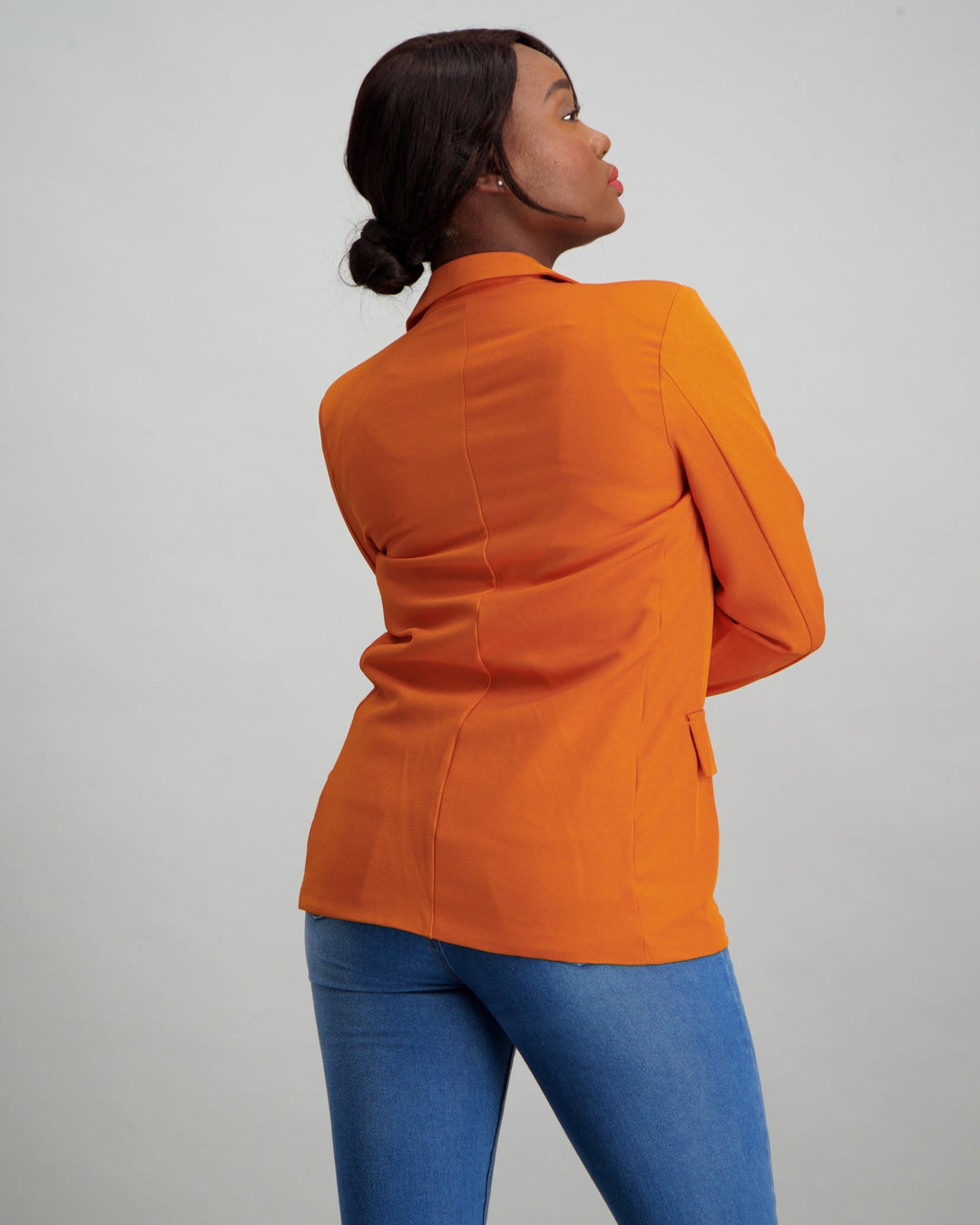 Ladies Buttoned Blazer Set - Mustard