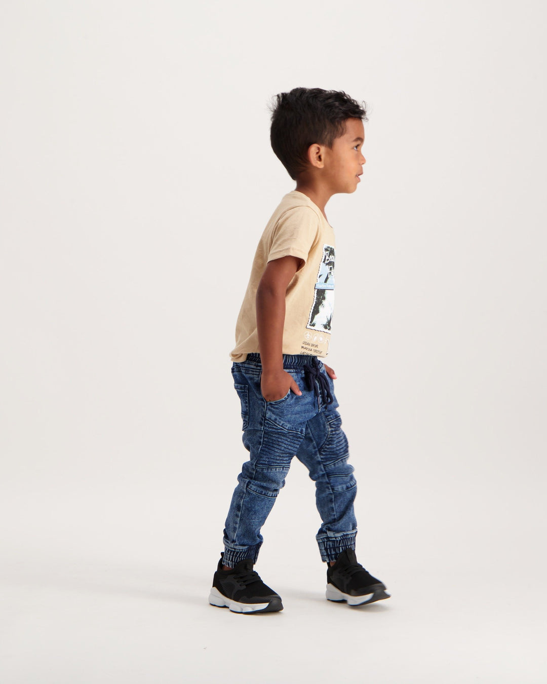 Pre- Boys Mid Blue Biker Jogger Denim Jean