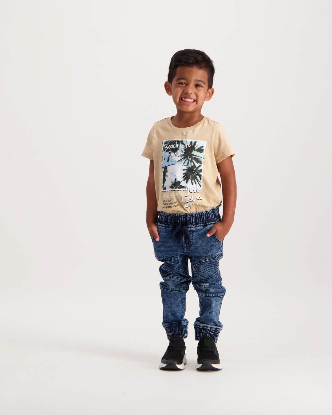 Pre- Boys Mid Blue Biker Jogger Denim Jean