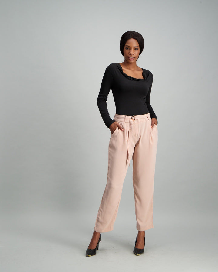 Ladies Cowl Neck Bodysuit - Black