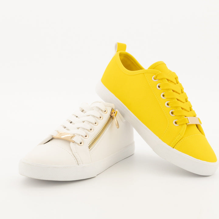 Ladies-Zip Sneaker - White