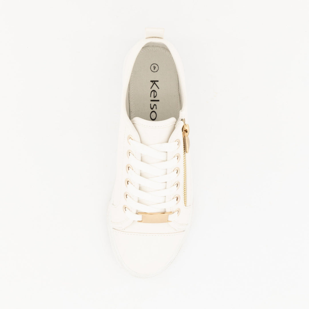 Ladies-Zip Sneaker - White