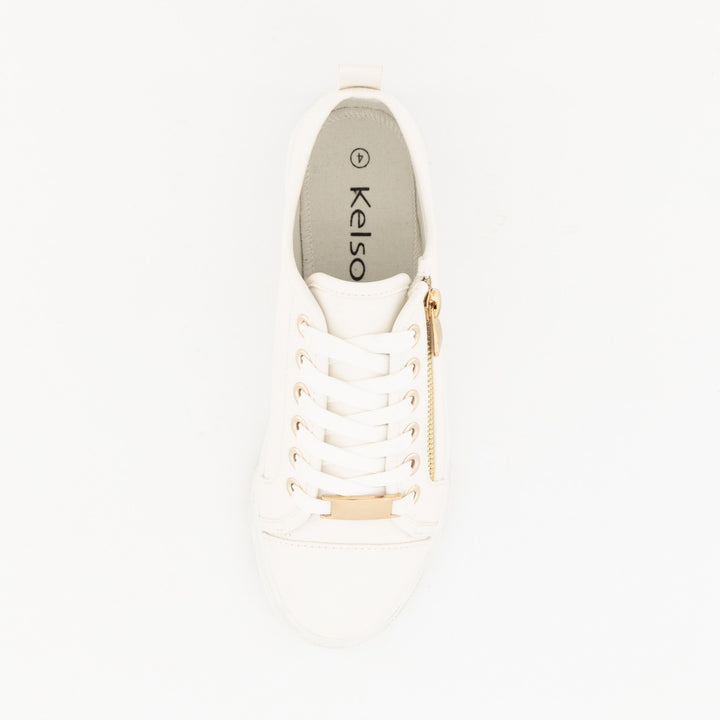 Ladies-Zip Sneaker - White