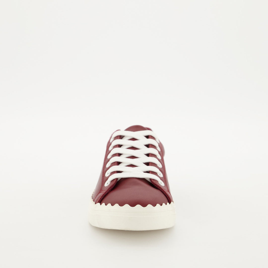 Ladies Scallop Lace Up Sneaker - Burgundy