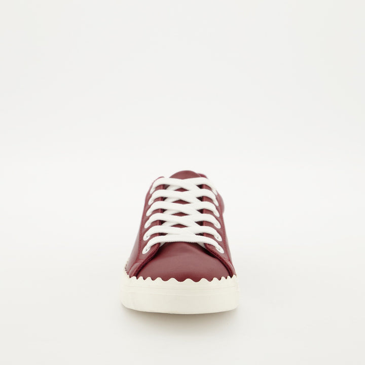 Ladies Scallop Lace Up Sneaker - Burgundy
