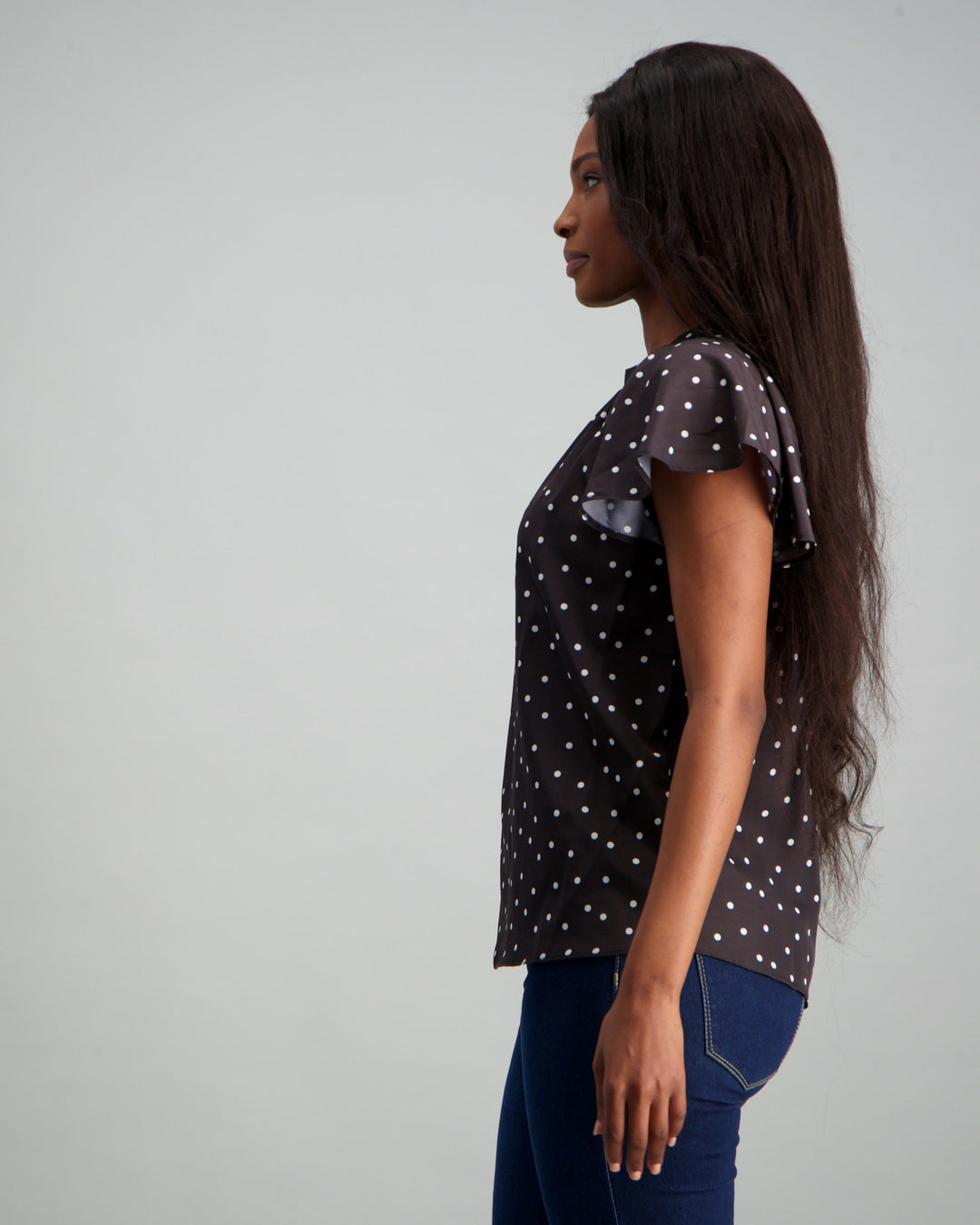 Ladies Black & White Spotted Top