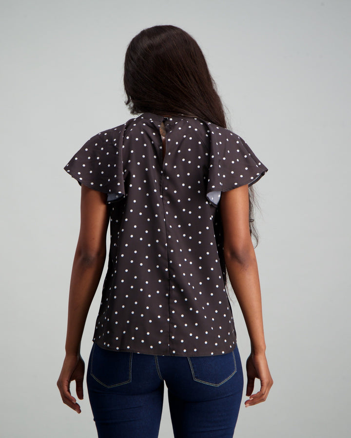 Ladies Black & White Spotted Top