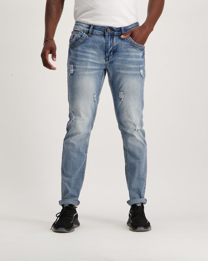 Men's Bleach Wash Luka Skinny Denim Jean