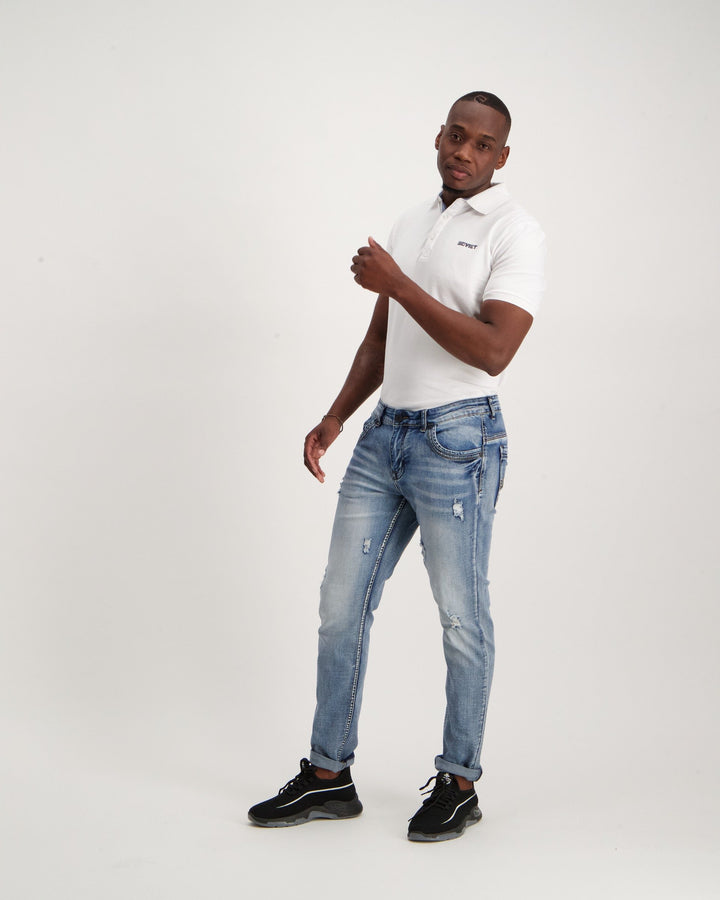 Men's Bleach Wash Luka Skinny Denim Jean