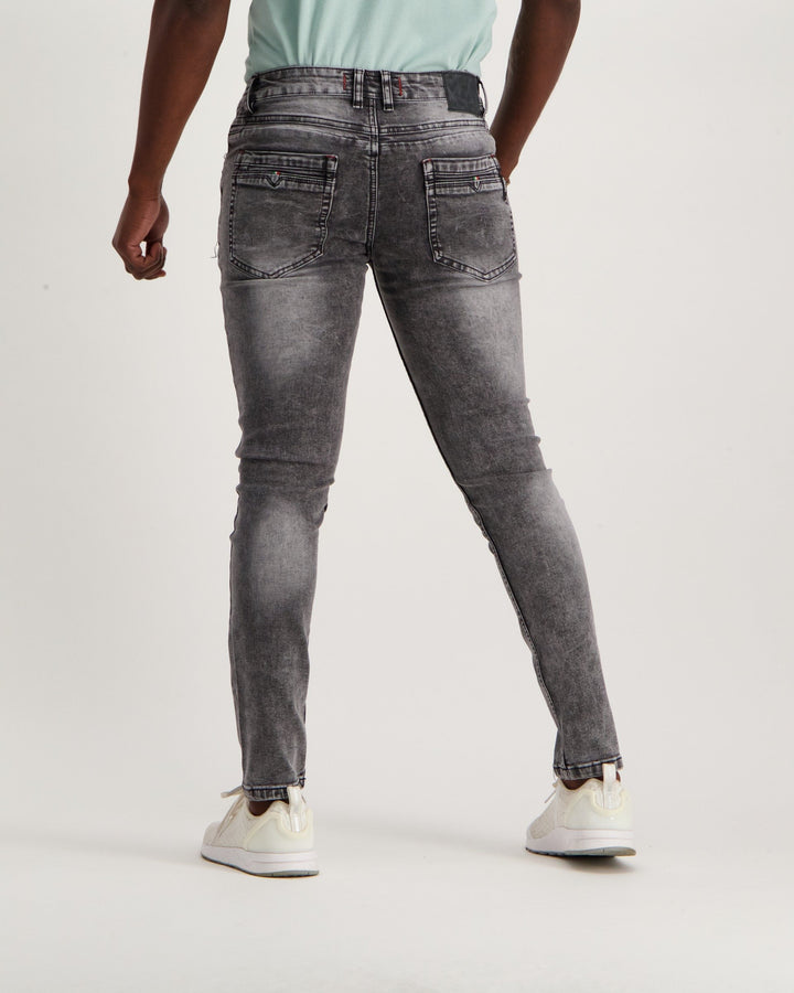 Men's Black Acid Wash Lambert Skinny Denim Jean