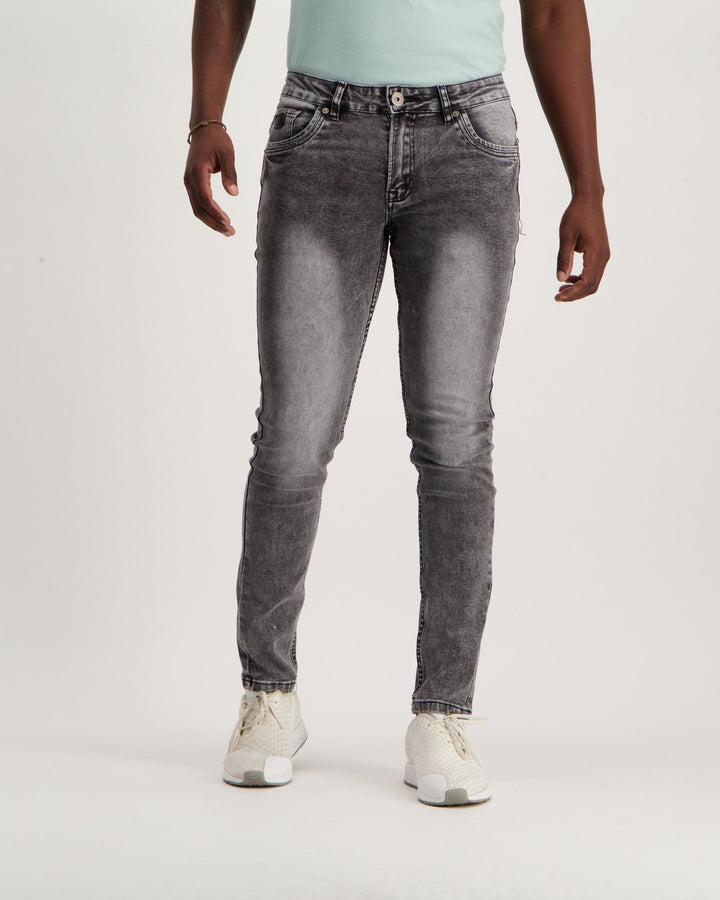 Men's Black Acid Wash Lambert Skinny Denim Jean