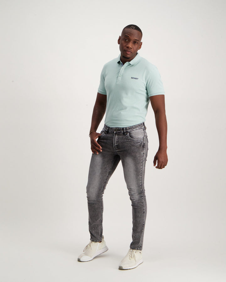 Men's Black Acid Wash Lambert Skinny Denim Jean