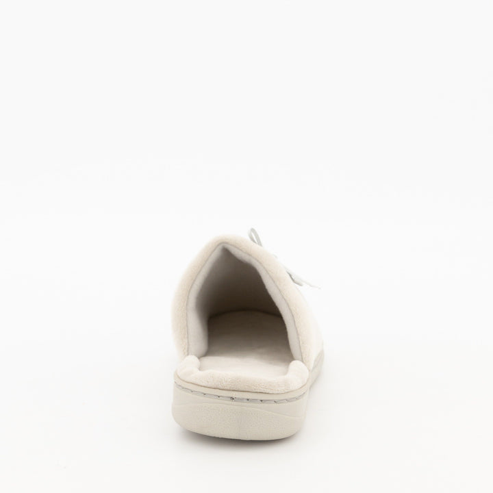 Ladies Buket Bow Closed Toe Slipper - Light Grey