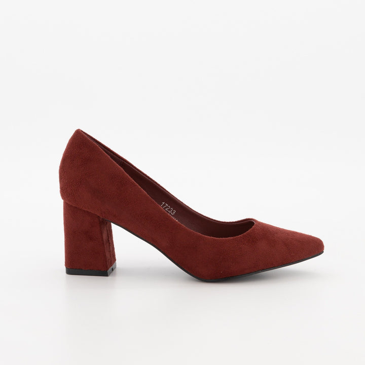 Ladies Pointy Toe Heel Shoe - Burgundy