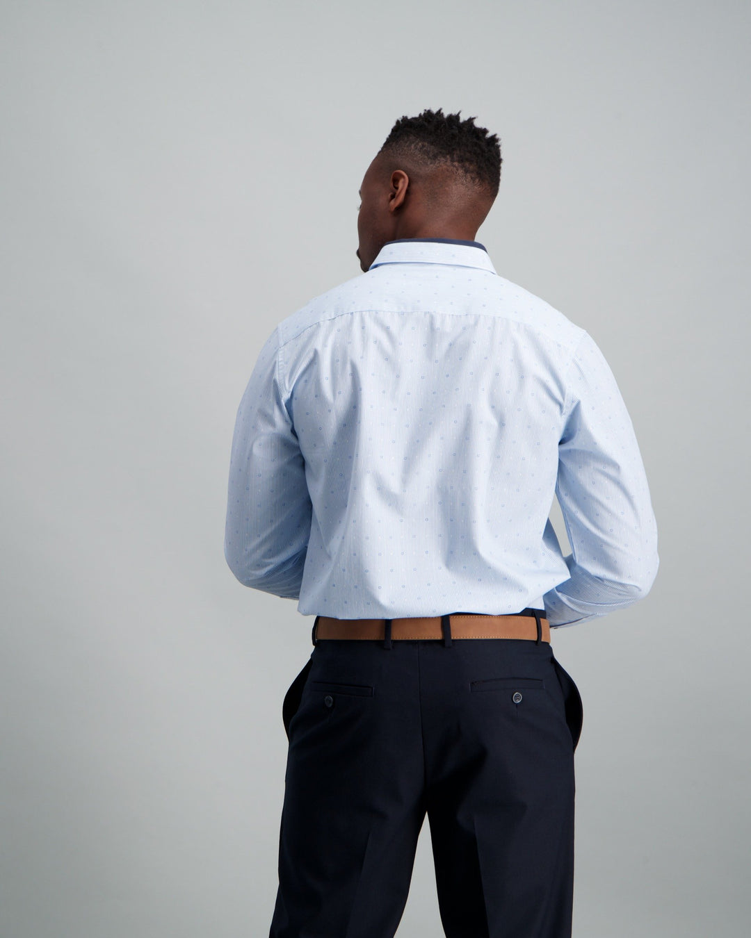 Men's 1 Up Contrast Collar Cuff Shirt Light Blue