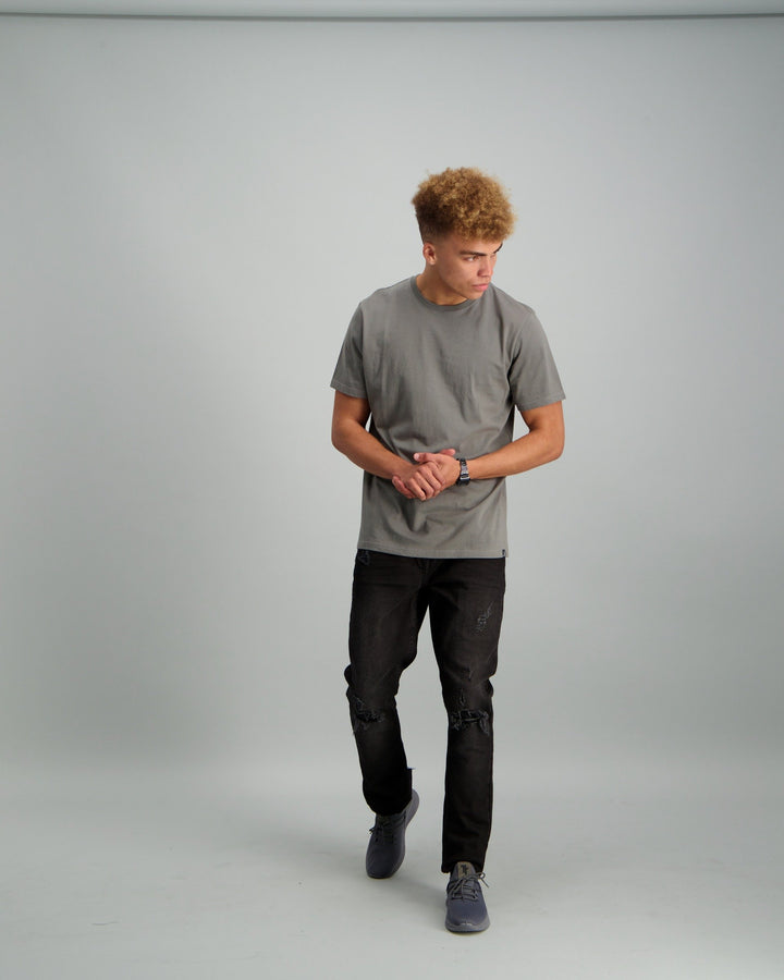 Men's Basic Crew Neck Slim T-Shirt - Charcoal