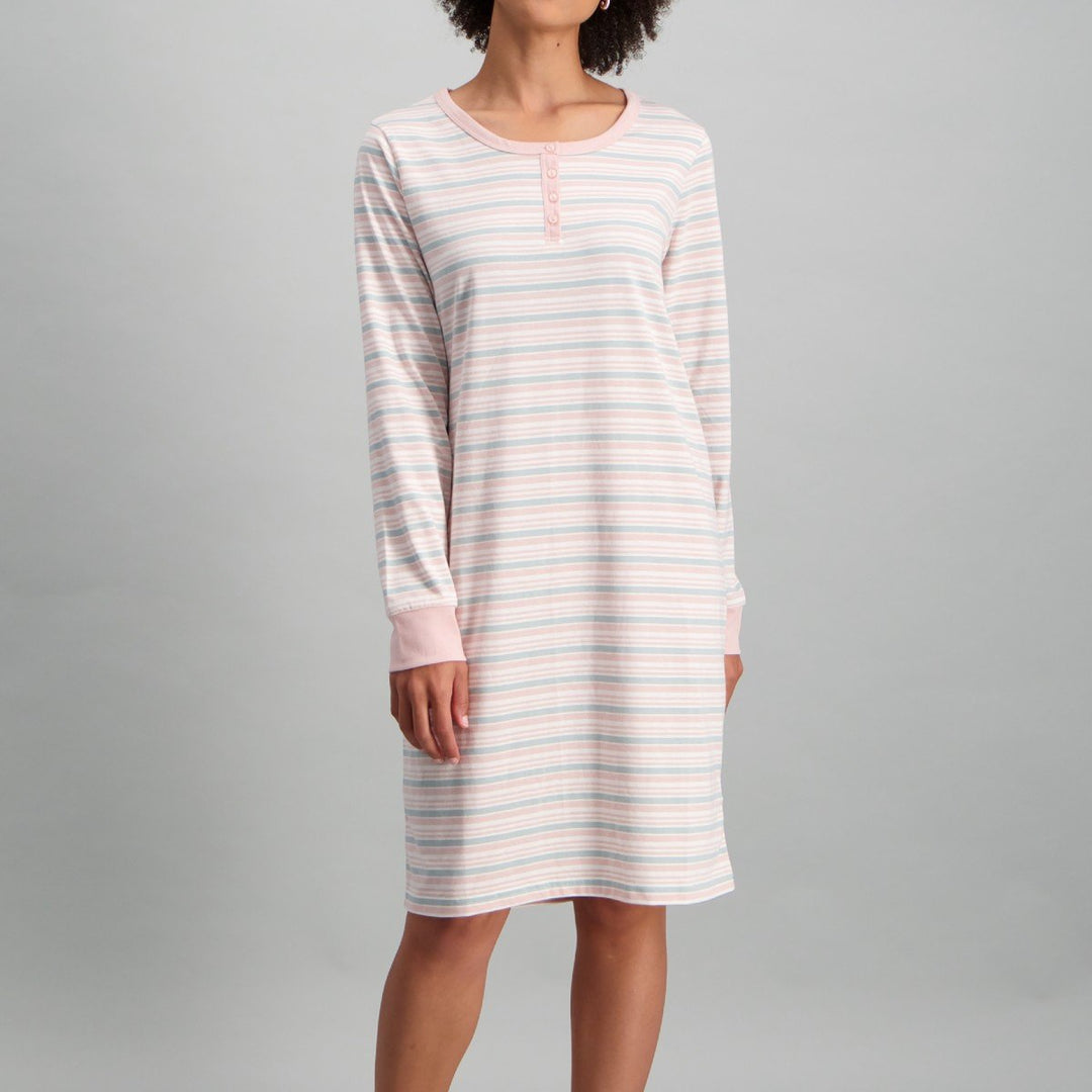 Ladies-Stripe Slogan Sleepshirt
