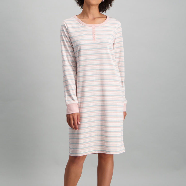 Ladies-Stripe Slogan Sleepshirt