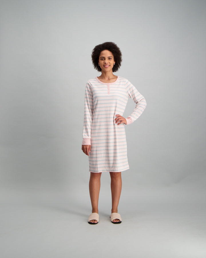 Ladies-Stripe Slogan Sleepshirt